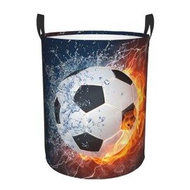 Large Laundry Basket Fire Water Soccer Home Decor Laundry Hamper With Handles Collapsible Laundry Baskets Waterproof Dirty Clothes Hamper Storage Basket Toy Bins For Room Bathroom Bedroom Decor