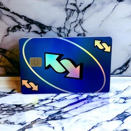 ISTICKERZPNW Credit Card Vinyl Skins Blue Uno Card Holographic Decal - 6Mill Vinyl, Water & Fade Resistant, Self-Adhesive for Easy Installation - Chip Size: No Chip