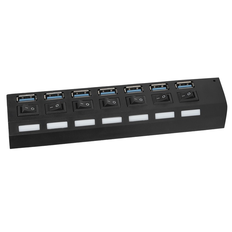USB Hub 3.0 7‑Port High Speed Splitter Individual Switches Power