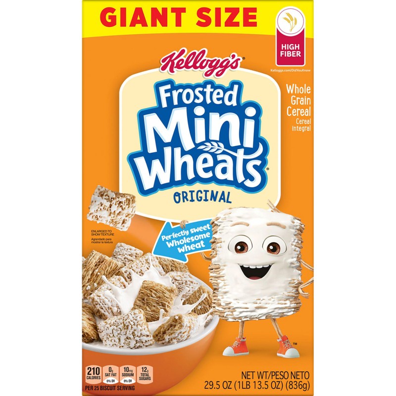 Kellogg’s Frosted Mini-Wheats Breakfast Cereal, High Fiber, 48g Whole Grain,