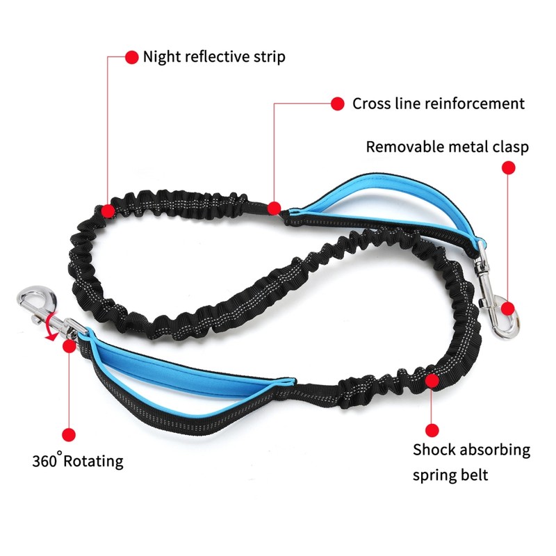 Dog Hands Free Leash with Zipper Pouch Water Bottle Holder