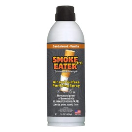 Smoke Eater Pro 16 oz Commercial Strength Fabric Odor Eliminator - Eradicates the Toughest Odors from any Apartment, Rental, Car - No More Smoke or Bad Food Smells Left Behind (Sandalwood Vanilla)