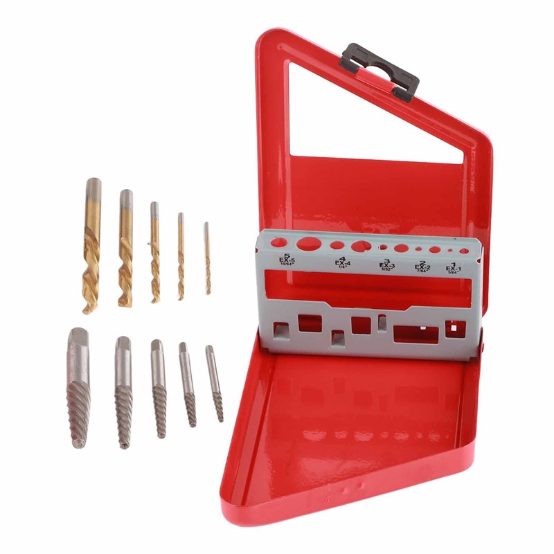 10PCS Screw Extractor and Left Hand Cobalt Drill Bit Set,