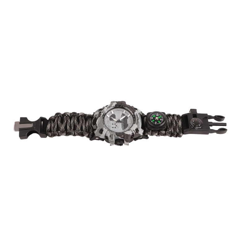 Outdoor Camping Survival Watch Multi Functional Bracelet Compass Whistle Paracord