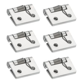 sourcing map 6Pcs Spring Hinge, 1" Length 304 Stainless Steel Spring Loaded Hinges, Self-Closing Cabinet Hinges for Left and Right Hand Doors Cabinet Closet DIY Hardware, Silver (Exterior)