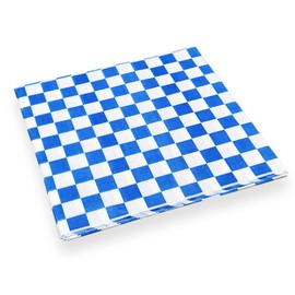 MULMEHË 12"x 12" Deli Wrap, Food Basket or Takeout Box Liner, Grease Resistant, Blue and White Checkered, 100 Pack