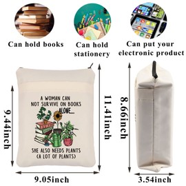 PLITI Book Lover Book Sleeve Gardener Gift A Woman Can Not Survive On Books Alone She Also Needs Plants Book Protector (Woman Needs Plants BS)
