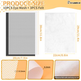 Dreamtop 10Pcs Eye Mesh for Therian Mask Fursuit Eye Mesh, 0.5mm Waterproof Printable Plastic Canvas with 3 Felt Sheets for Costume Eyes, Cosplay, DIY(11.81x7.87", White&Black)
