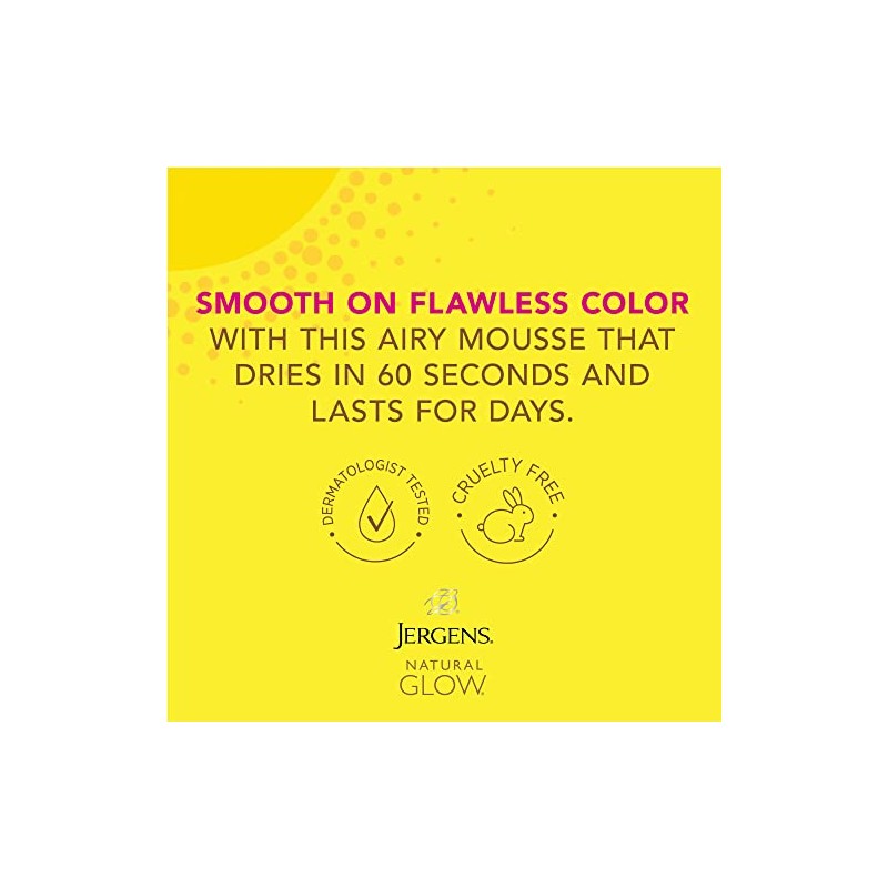 Jergens - Espuma bronceadora natural Glow Instant Sun sin sol,