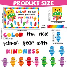 Crayon Bulletin Board Decorations Colorful Crayon Classroom Bulletin Board Border Set Color The New School Year with Kindness Cutouts Back to School Preschool Chalkboard Wall Supplies