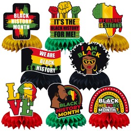 JULMELON Black History Month Table Decorations Honeycomb Centerpiece, 8pcs Black History Month Decor Centerpieces for Tables African American Table Topper Black History Month Decorations for Party