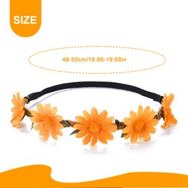 JAWUZ Sunflower Headband Set Hair Clips Flowers Headpiece Elastic 24-37 cm Hair Accessories for Women Girls Party Wedding Beach Carnival Everyday Yellow Flower Wreath