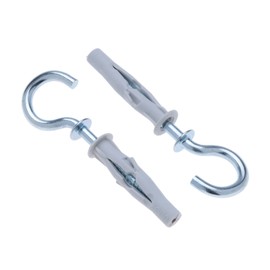 3.5x65mm Hook Screw With M6 6x35mm Wall Plug, Half Ring Eye Hook Screw with Plastic Dowel, Self Tapping Round Hook Screws with Anchor for Concrete, Drywall, Brick, Plaster, Stone, Ceiling (Pack of 10)