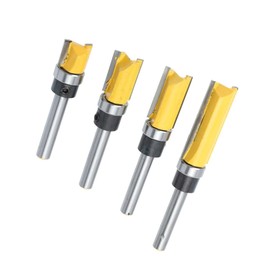 Carbide Flush Trim Router Bits Set 4-Piece, 1/4" Shank 1/2" Cutting Diameter with Top Bearing - Tear-Out Prevention for Hardwood, Plywood, Template Trimming, Woodworking & Furniture Making