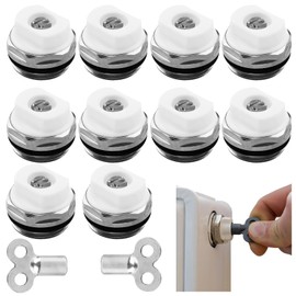 Pack of 10 Radiator Bleeding Valves, 1/2 Inch Manual Heating Valve, Bleed Valve with 2 Bleed Keys, Radiator Bleed Valves, Heater Bleeder with Rotating Plastic Head