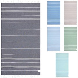 Cape Comforts Large Turkish Beach Towel, Classic Black - Super Soft & Lightweight Quick Dry Absorbent Towels for Beach, Picnic Blanket or Bath Towel - Sand Free Organic Turkish Cotton Yarn