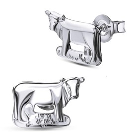 Silver stud earrings cow earrings made of 925 sterling silver for women, Sterling Silver