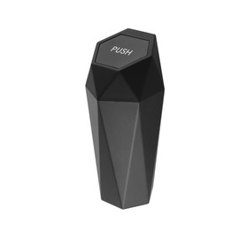 Ieron Car Trash Can with Lid Diamond Design Portable Leakproof Plastic Trash Bin for Vehicle, Home and Office Easy to Clean(Black)