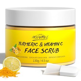Vitamin C and Turmeric Face Scrub Cream Organics Microdermabrasion Facial Scrub Exfoliating Clears Blackheads Improve Dark Spot Acne with Strawberry E