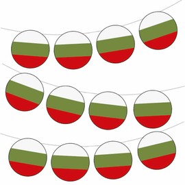 AK Giftshop Bulgarian Bulgaria Flag Bunting Party Decorations Flags - 12pcs / 2.5m Ribbon