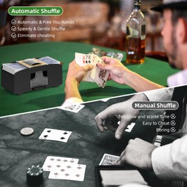 YUCEEN Automatic Card Shuffler 1/2 Decks,Battery Operated Electric Playing Card Shuffler for UNO,Casino Card Game,Poker,Phase 10,Blackjack,Texas Hold'em,Home Card Games