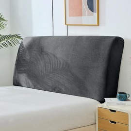 Yidaxing Bed Headboard Covers, Bed Headboard Cover, Soft Stretch Velvet Fabric, Dustproof, Dustproof Protective Cover for Padded Bedroom Headboard (120-140 cm, Dark Grey)