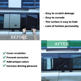 PIUGILH B Pillar Trim Door Molding Compatible with Land Rover Defender 110 130 2020-2025, Anti Scratch B C Pillar Window Panel Cover Trim, 4Pcs (Piano Black)