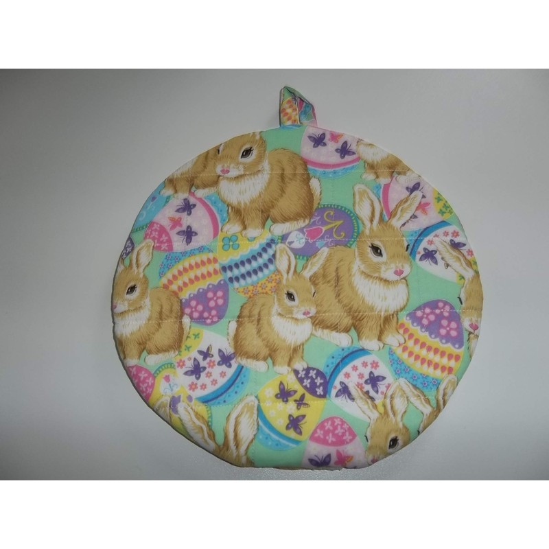Pot Holders Heat Resistant Easter Bunnies Colorful Easter Eggs Potholders