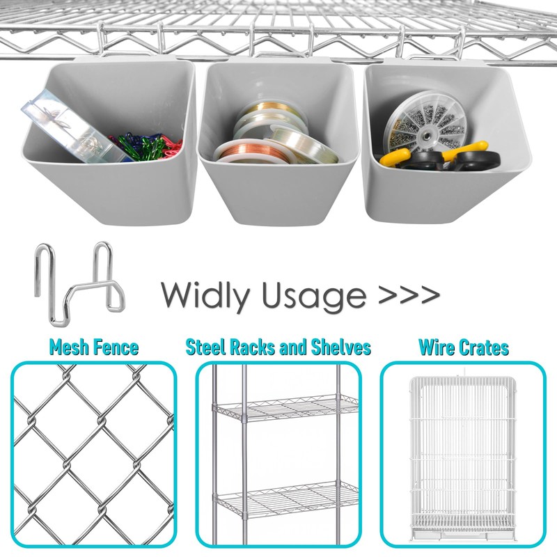 Large Grid Wall Bins - 6Pack Gray Gridwall Accessories Hanging