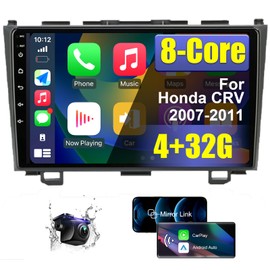 4+32G 8 Core Android Car Radio Stereo for Honda CRV 2007 2008 2009 2010 2011 with Wireless CarPlay/Android Auto, 9'' HD Touchscreen Car Radio with AM/FM/RDS Backup Camera WiFi