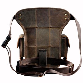Leather Waist Pack Outdoor Drop Leg Bag for Men Travel Tactical Hiking Hunting Camping Sling Shoulder Crossbody Pouch Casual Vintage Retro Daypack Deep Brown