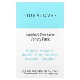 Idealove Superfood Skin Savior Variety Pack, 7 Beauty Sheet Masks, 0.68 fl oz (20 ml) Each