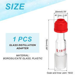 PATIKIL Glass Distillation Adapter, 1 Pcs 19/22 Thermometer Part with Cover for Laboratory Temperature Measurements Equipment Supply, Red, 7.2mm / 0.28"
