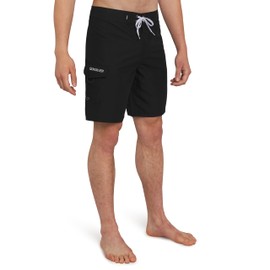 Quiksilver Men's Standard Swimwear Regular Fit Fixed Waist UPF 50 Quick Dry Board Shorts, Black-20 Outseam
