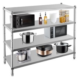 MOVECOM Stainless Steel Shelf Organizer 330lb Per Shelf Adjustable Shelf Kitchen Storage Shelves Heavy Duty Shelving for Kitchen Garage Office Restaurant Warehouse