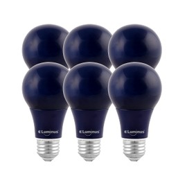 Luminus Led A19 Coloured Blue Bulbs, 40W Equivalent (6W) 450 Lumens, 15000 Hour Lifespan, Non-Dimmable, 6 Pack