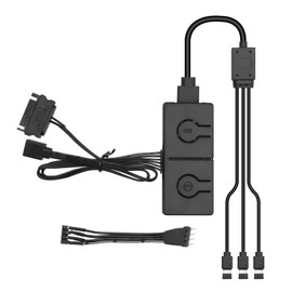 AYWHP RGB Converter 12V to 5V ARGB Controller Hub - Dual Control with Motherboard Sync/Manual Control, 5V/3Pin 12V/4Pin ARGB Adapter, Compatible with RGB Motherboards