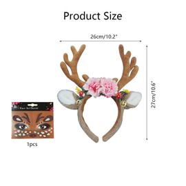 XFSRG Women's Fashion Wooden Headband with Diamond-Shaped Sticker Costume Animal Girl Nature Headband Carnival Festival Headband for Masked Parties (B)