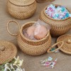 Exogio Round Rattan Basket with Lid, Hand-Woven Rattan Storage Basket