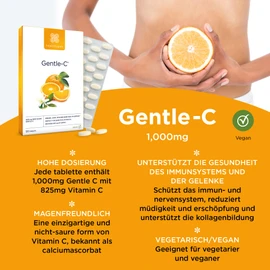 Healthspan Gentle Vitamin C 1,000 mg | 120 Tablets | 1,000% NRV | Stomach Friendly Calcium Ascorbate | Immune and Joint Health | Vegan