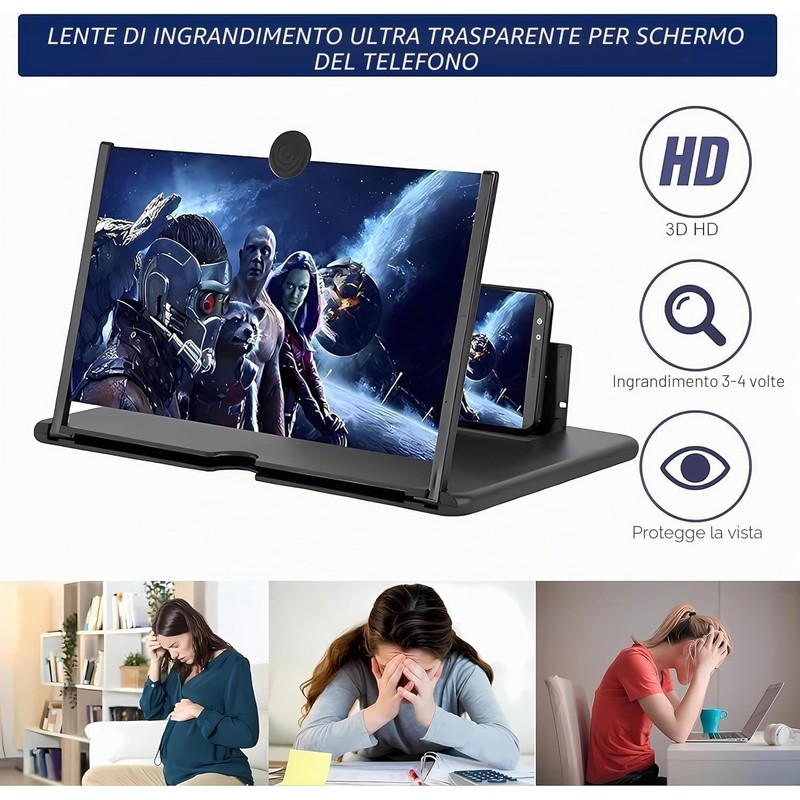 JUYUANDE Iente ingrandimento smartphone, 3D HD Lente di ingrandimento, per