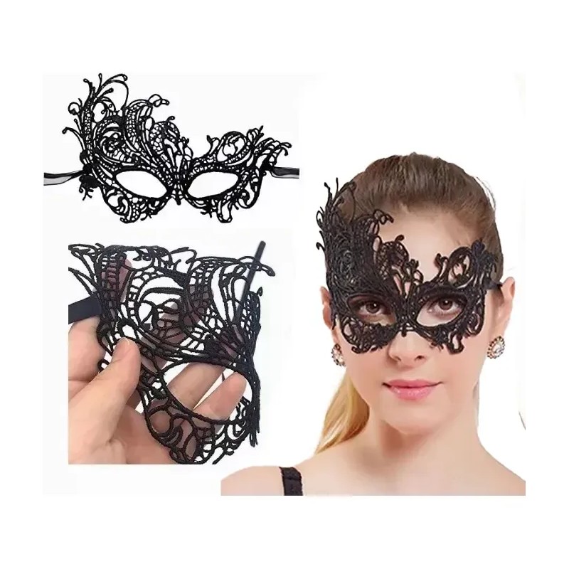 Set de Antifaces de Encaje y Diademas Orejas Gato 20