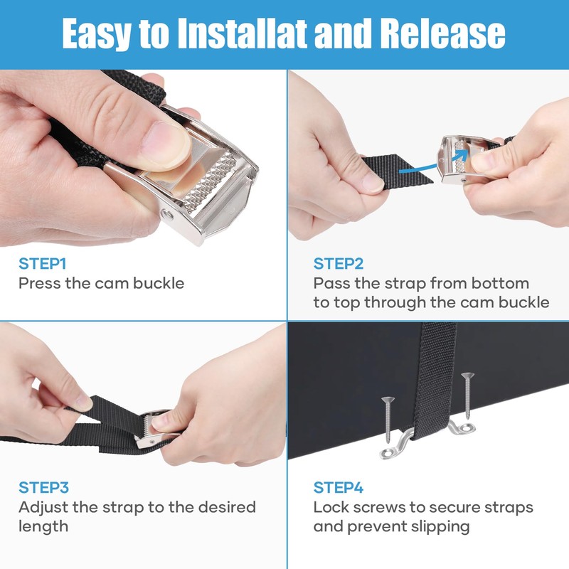 EXVITAL Battery Tie Down Strap Hold Down Kit, 1" x