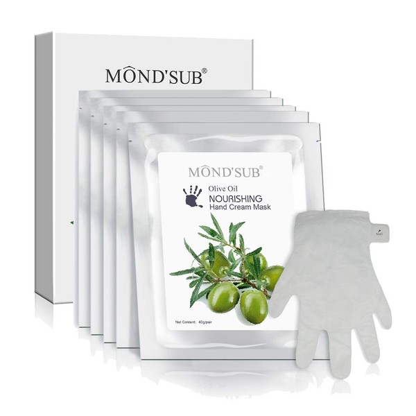 [MOND'SUB] 5 Pairs Mineral Olive Oil Moisturizing Hand Masks | Moisturizer Hands Mask for Women & Men | Premium Hydrating Gloves for Dry Hands & Damaged Skins with Rich Vitamin E and A…