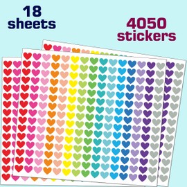4000 PCS Small Heart Stickers for Kids, 1/2" Tiny Mini Sticker, 20 Colors, 18 Sheets, Love Shape Stickers for Party Favors, Gift Packaging, Envelopes, Decorating, Scrapbooking