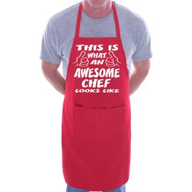 Print4U Awesome Chef Funny Fathers Day BBQ Cooking Novelty Apron Red