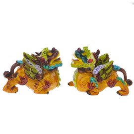 Fengshuisale Feng Shui Resin Colorful Pi Yao/Pixiu Statue W Red String Bracelet D1059