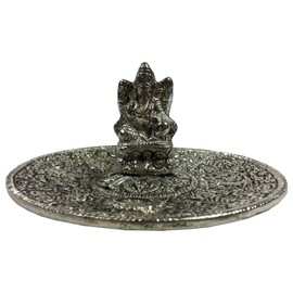 Ganesh Metal Incense Dish - Cone and Stick Incense Holder and Burner