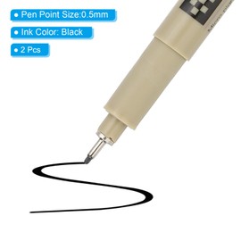 PATIKIL Micro Pen Fineliner Pens, 2Pcs 0.5mm Fine Point Drawing Pens Waterproof for Archival Artist Calligraphy Illustration Journaling Sketch, Black