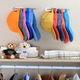 Hat Rack for Baseball Caps - 2 Pieces Adhesive Hat Organizer Wall Mount, Strong Hat Storage Organizer for Baseball Cap No Drilling Hat Holder for Door, Closet and Wall